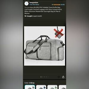 Gray Foldable Duffel Bag